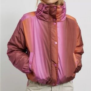 BDG Pink and Orange Ombre Puffer Jacket